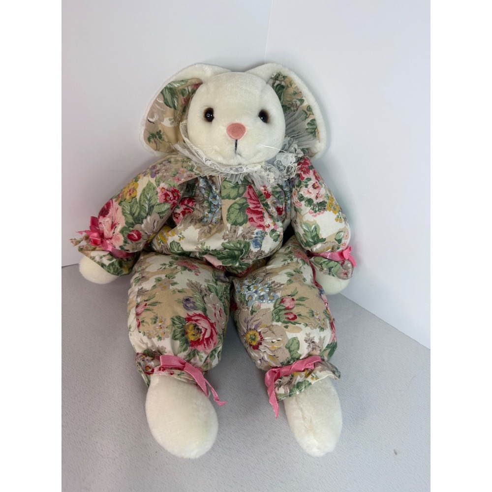 Vintage Plush Creations Floral Bunny Rabbit Cottagecore‎ Whimsical Grandmacore